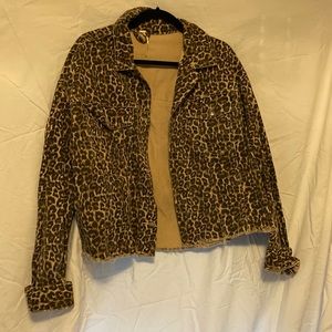 Free people cheetah denim jacket